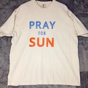 Pray For Sun Shirt Mens 2XL White Comfort Colors Graphic Blue Orange Tee